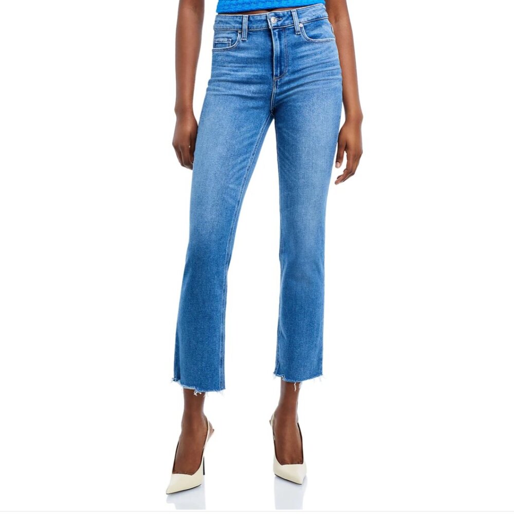 Paige Cindy High Rise Raw Hem Ankle Jeans Medium Wash Women's size 29